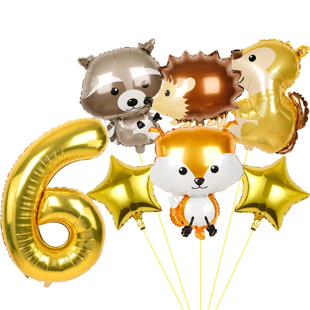 ballons anniversaire animaux foret chiffre 6