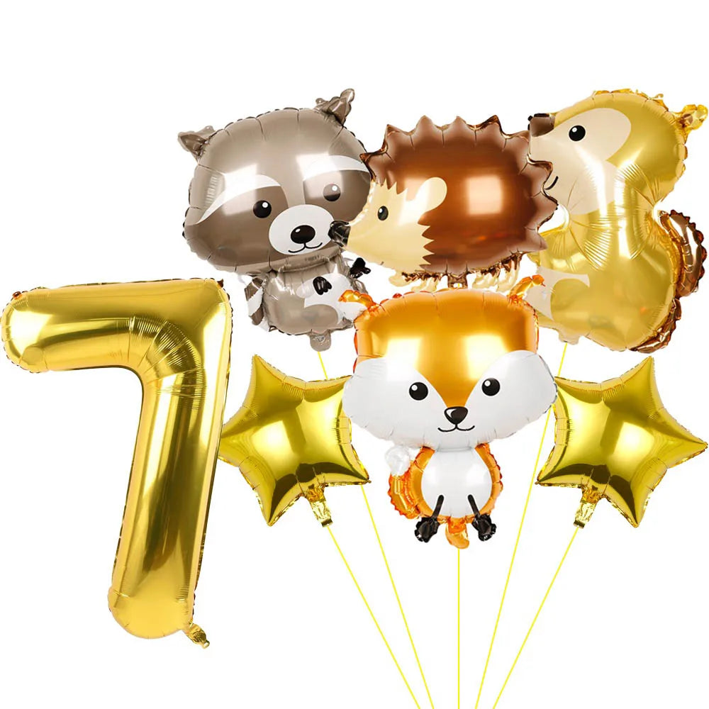 ballons anniversaire animaux foret chiffre 7