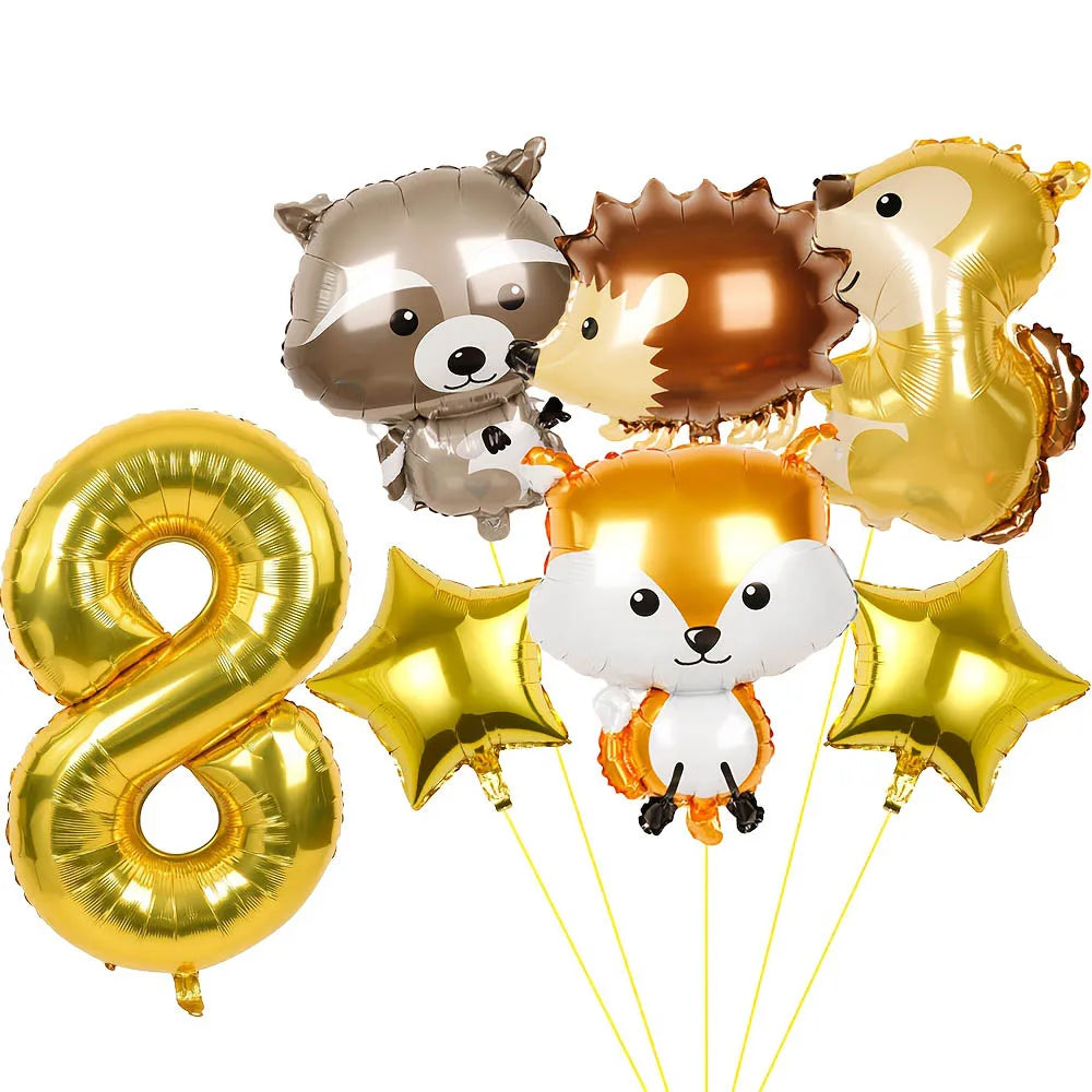 ballons anniversaire animaux foret chiffre 8