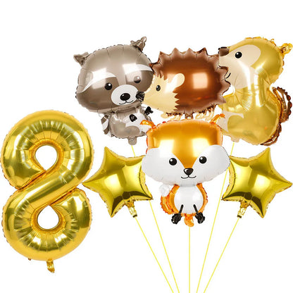 ballons anniversaire animaux foret chiffre 8