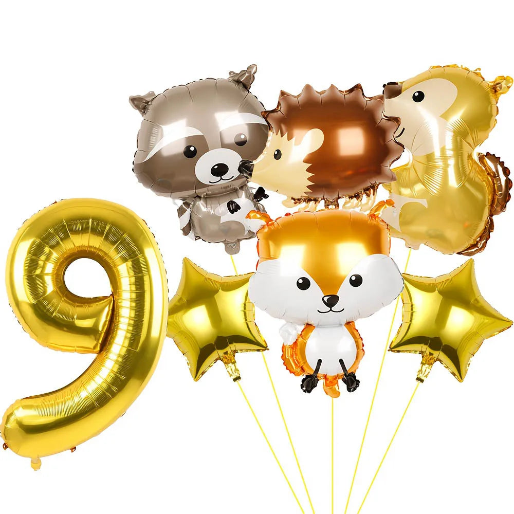 ballons anniversaire animaux foret chiffre 9