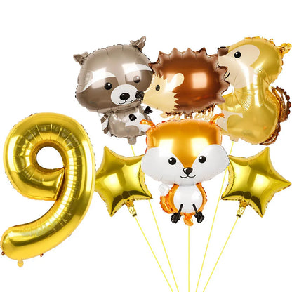 ballons anniversaire animaux foret chiffre 9