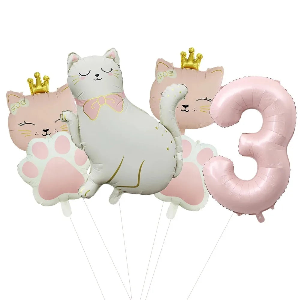 ballons anniversaire chat princesse chiffre 3
