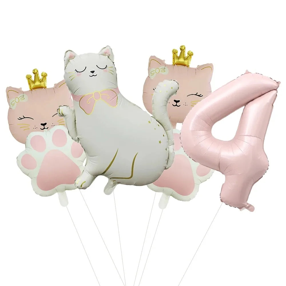 ballons anniversaire chat princesse chiffre 4