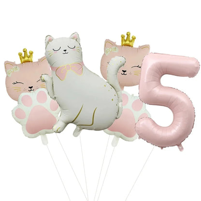 ballons anniversaire chat princesse chiffre 5
