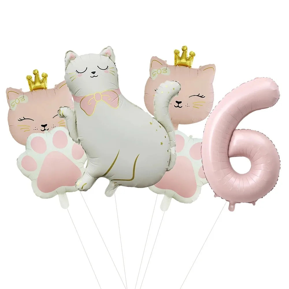 ballons anniversaire chat princesse chiffre 6