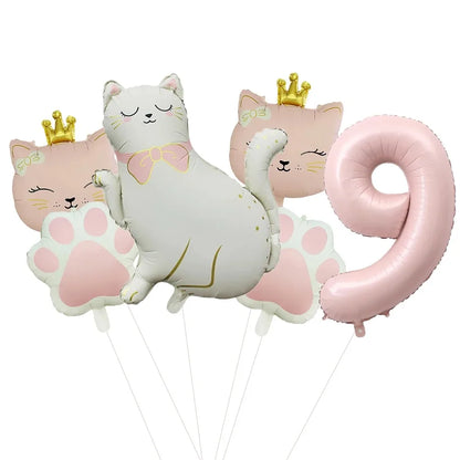 ballons anniversaire chat princesse chiffre 9