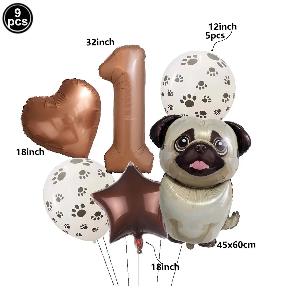 ballons anniversaire chien chiffre 1