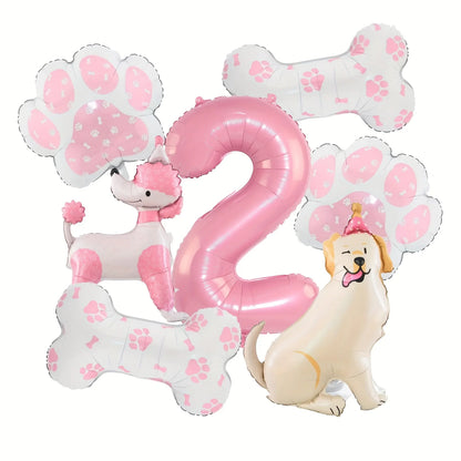 ballons anniversaire chien rose chiffre 2