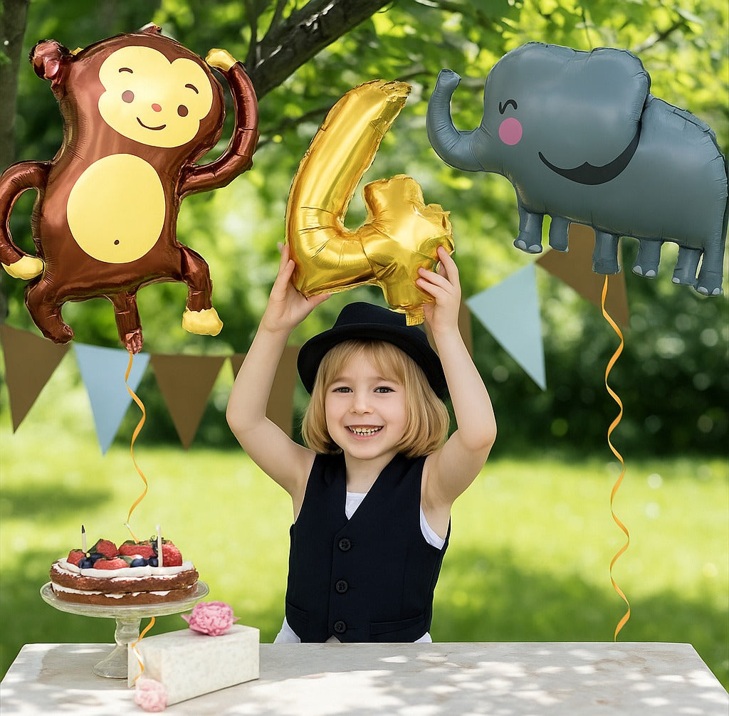 ballons anniversaire jungle fillette chiffre 4