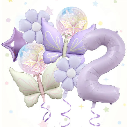 ballons anniversaire papillon mat chiffre 2