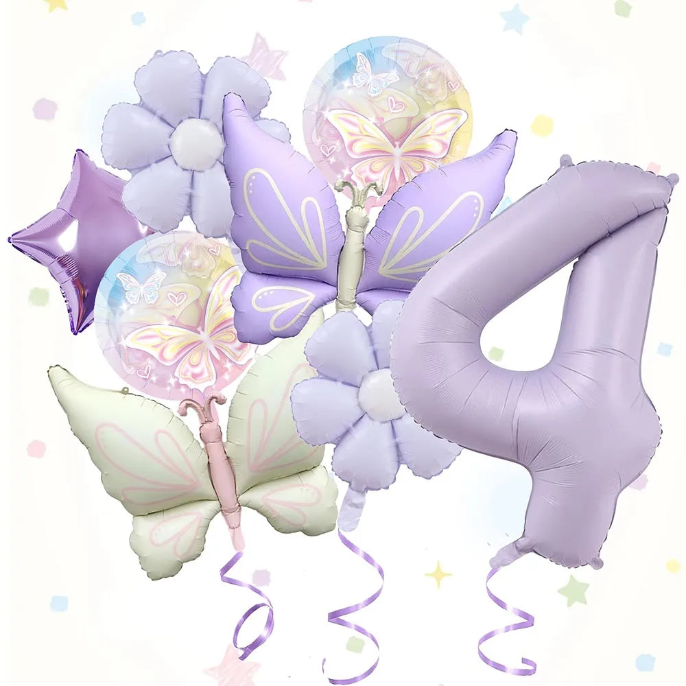 ballons anniversaire papillon mat chiffre 4