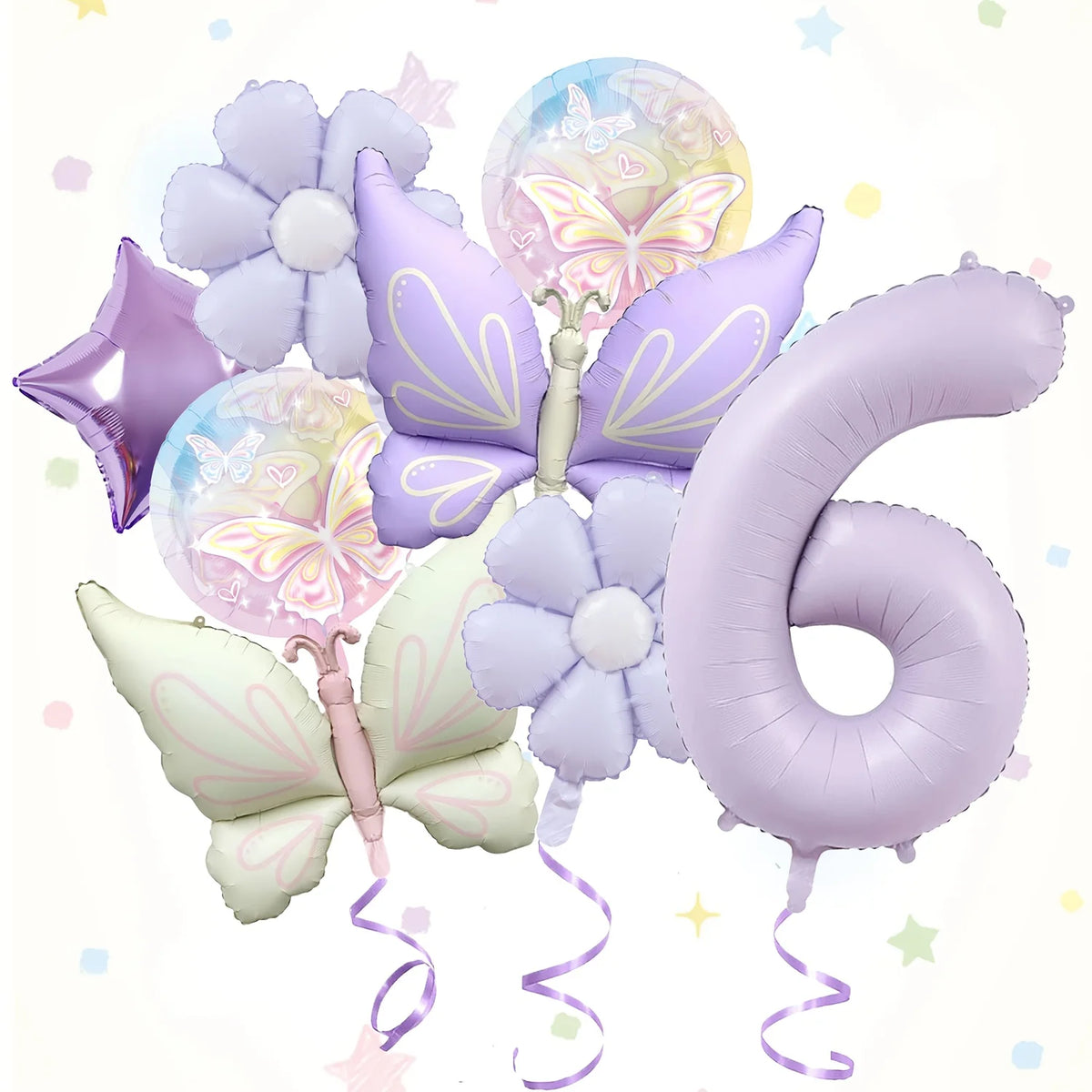 ballons anniversaire papillon mat chiffre 6