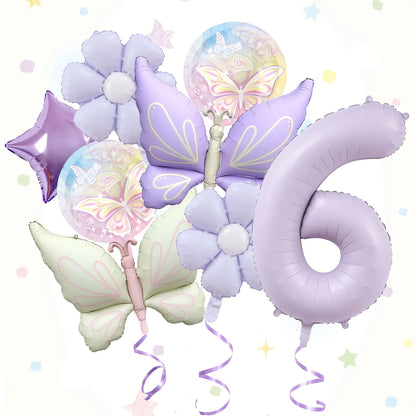 ballons anniversaire papillon mat chiffre 6