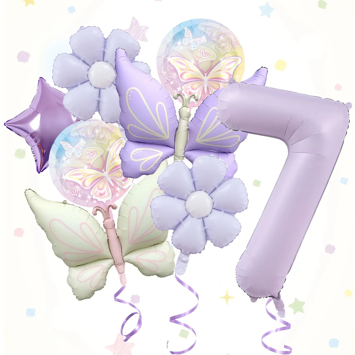 ballons anniversaire papillon mat chiffre 7