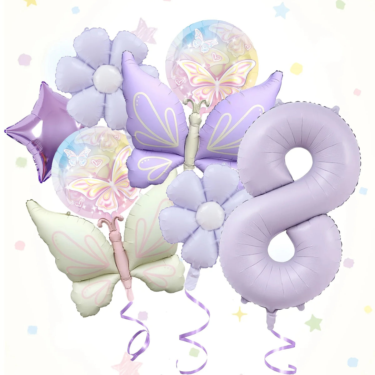 ballons anniversaire papillon mat chiffre 8
