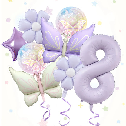 ballons anniversaire papillon mat chiffre 8