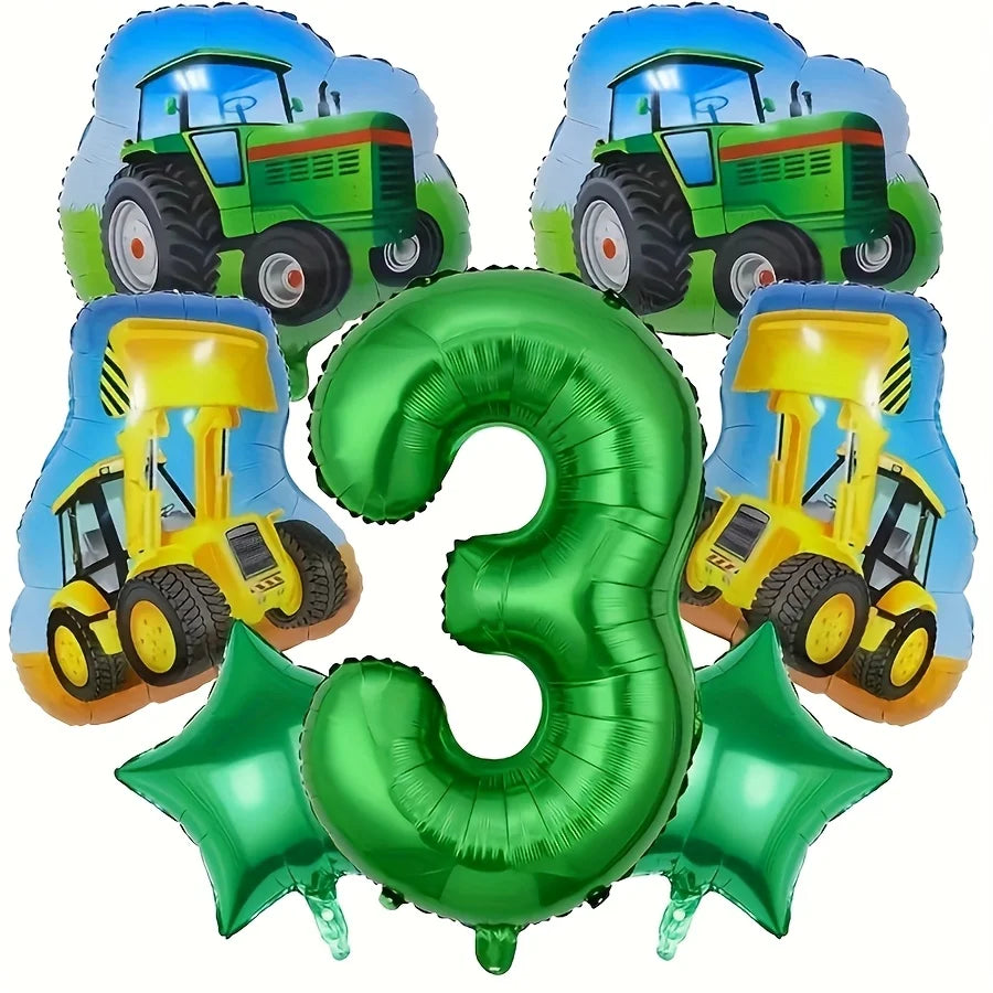 ballons anniversaire tracteur chiffre 3
