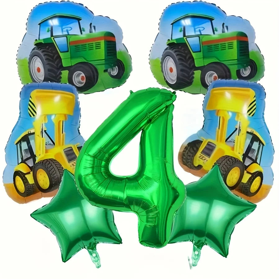 ballons anniversaire tracteur chiffre 4