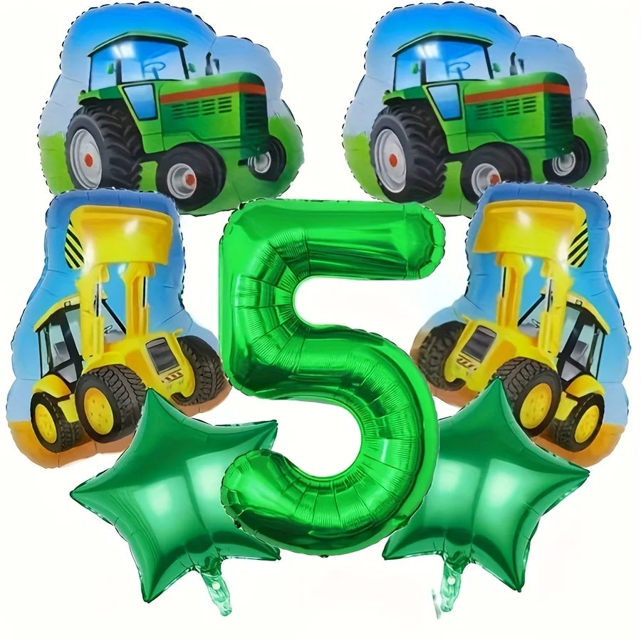 ballons anniversaire tracteur chiffre 5