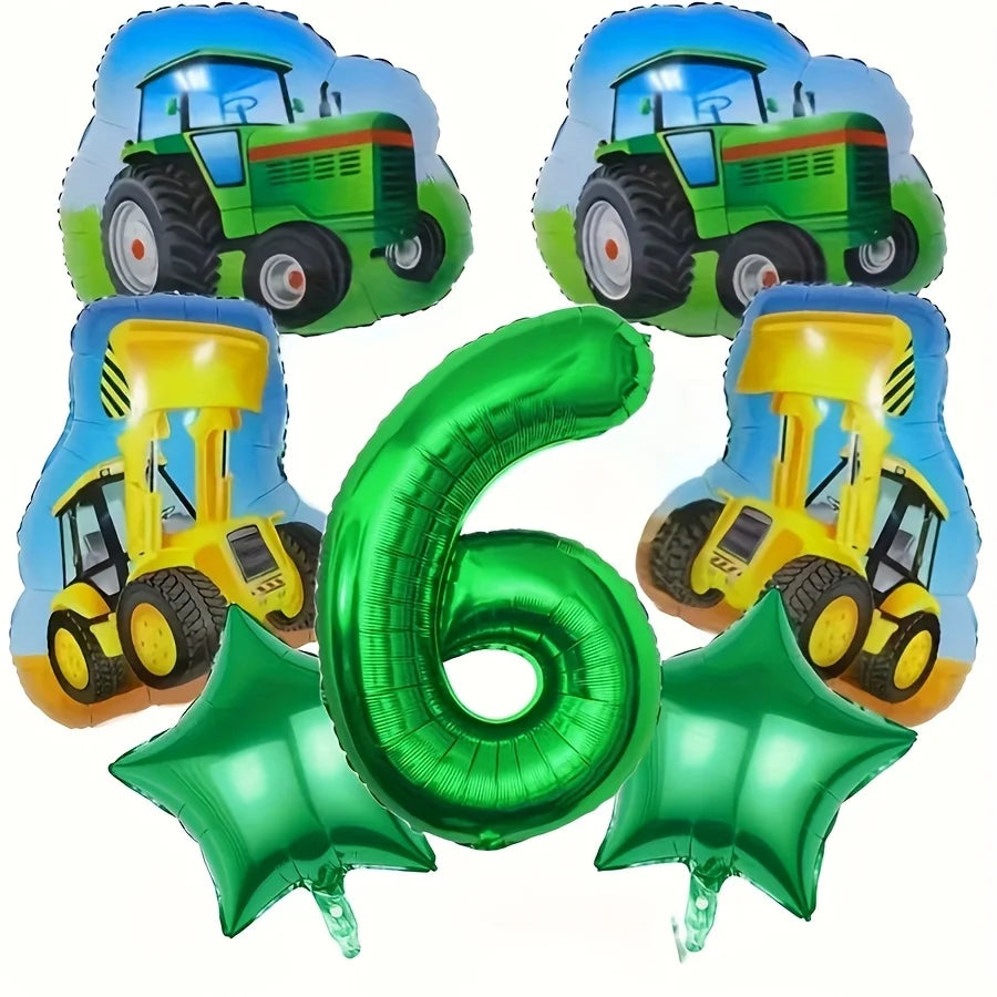 ballons anniversaire tracteur chiffre 6
