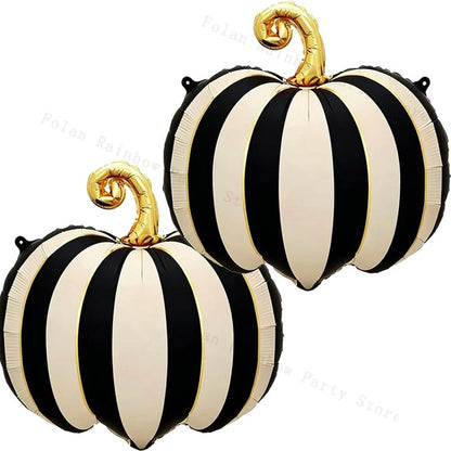 ballons halloween citrouilles rayes noir creme ensemble 2