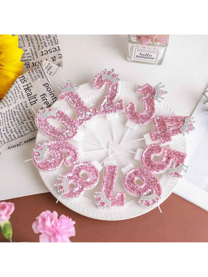 bougie anniversaire 0-9 rose paillette assiette