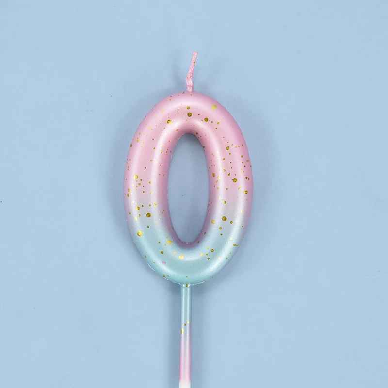 bougie anniversaire 0 degrade rose bleu pastelle