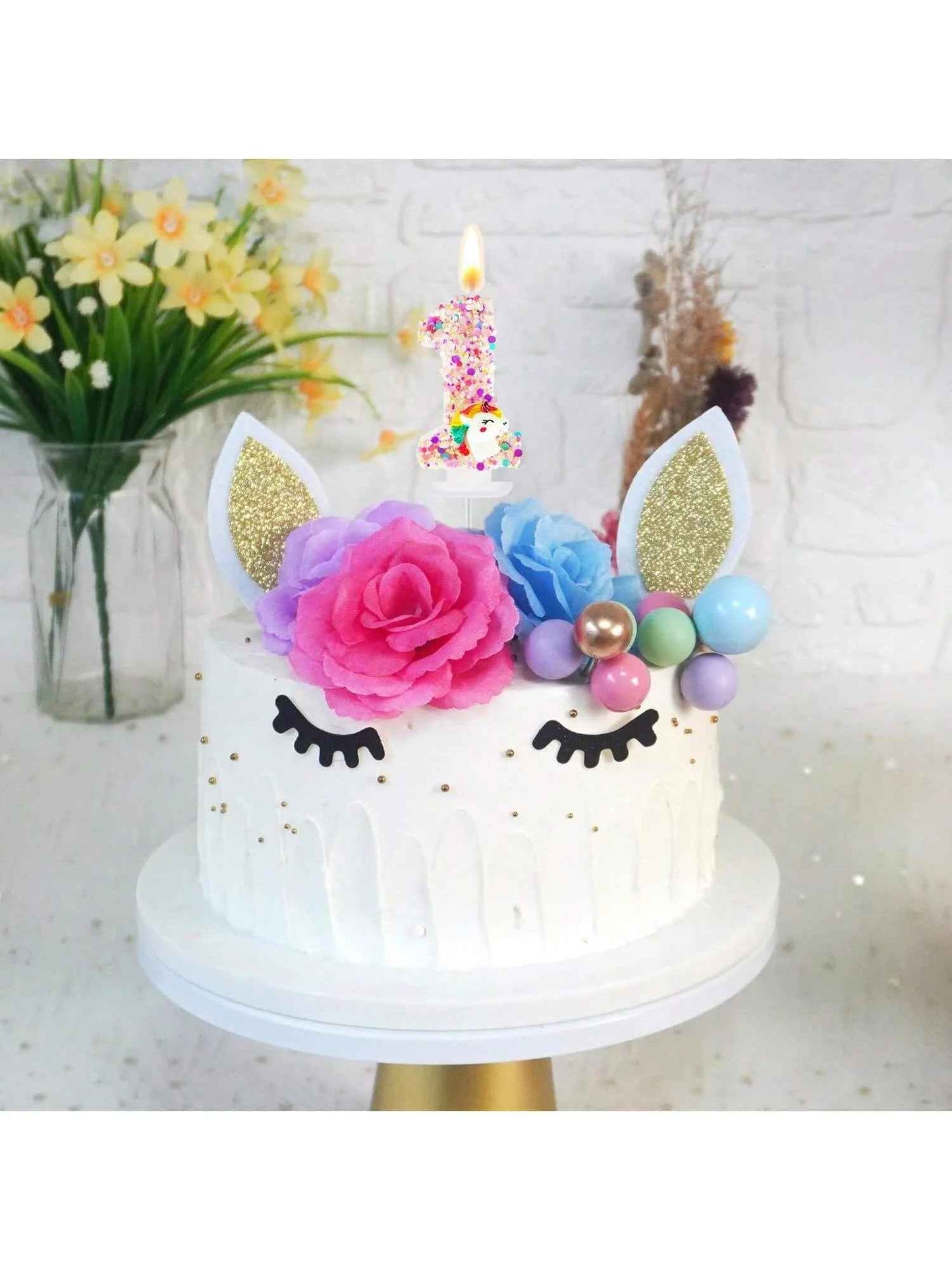 bougie anniversaire 1 gateau licorne