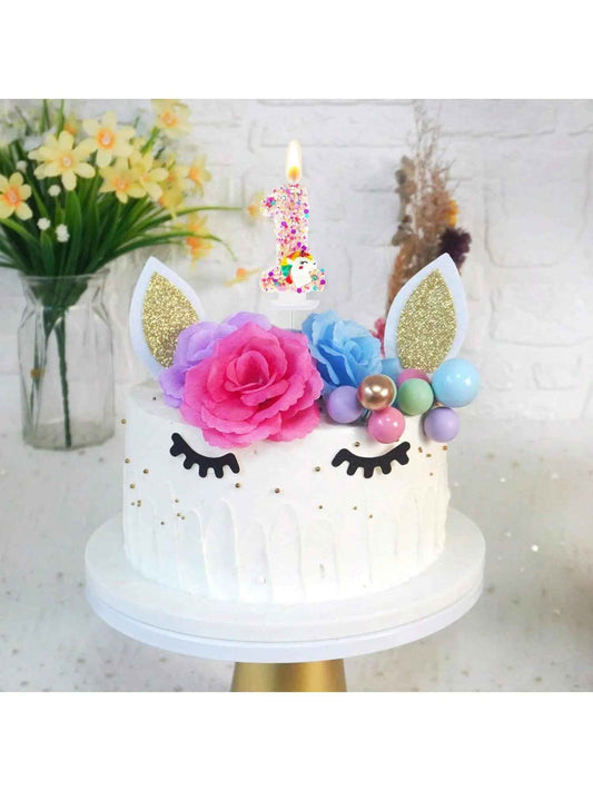 bougie anniversaire 1 gateau licorne