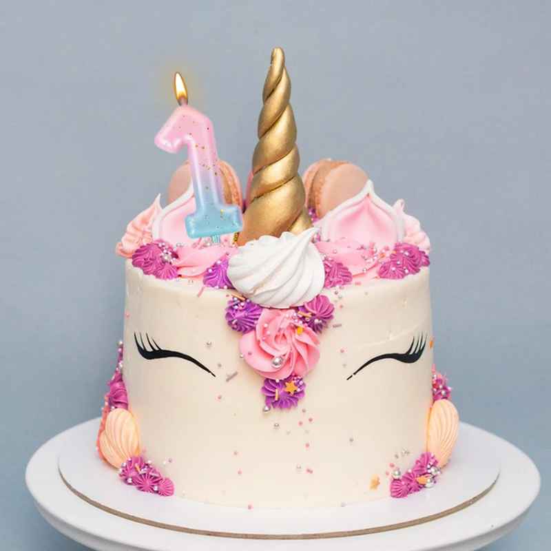 bougie anniversaire 1 pastelle gateau licorne
