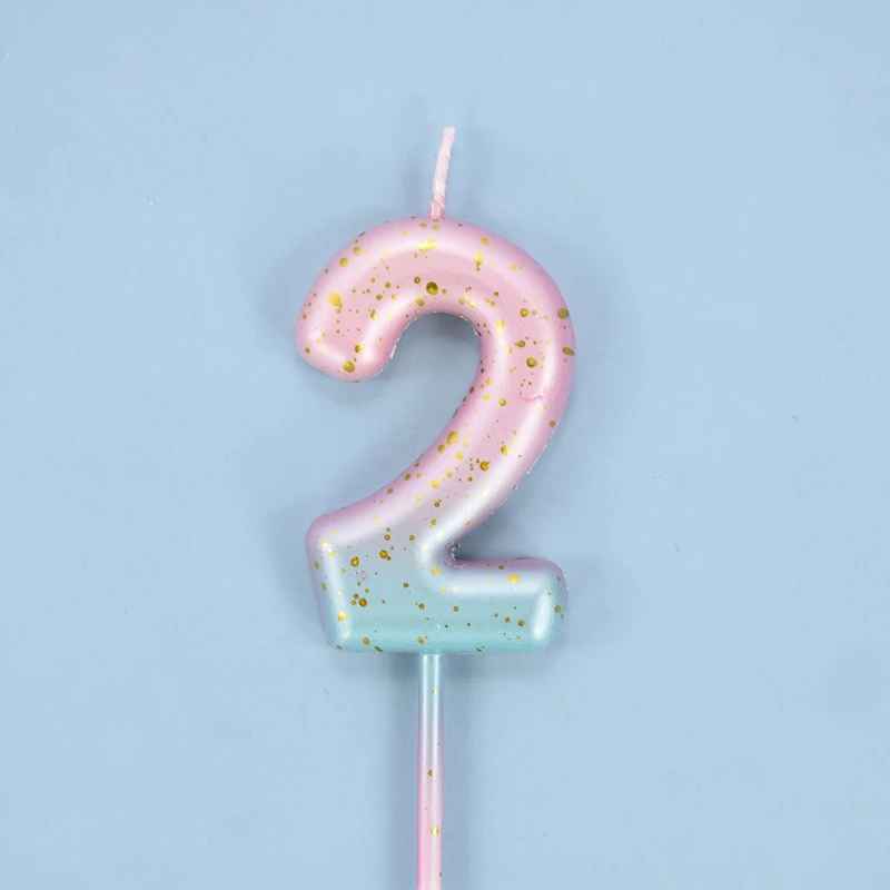 bougie anniversaire 2 degrade rose bleu pastelle