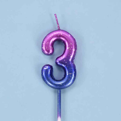 bougie anniversaire 3 degrade mauve bleu