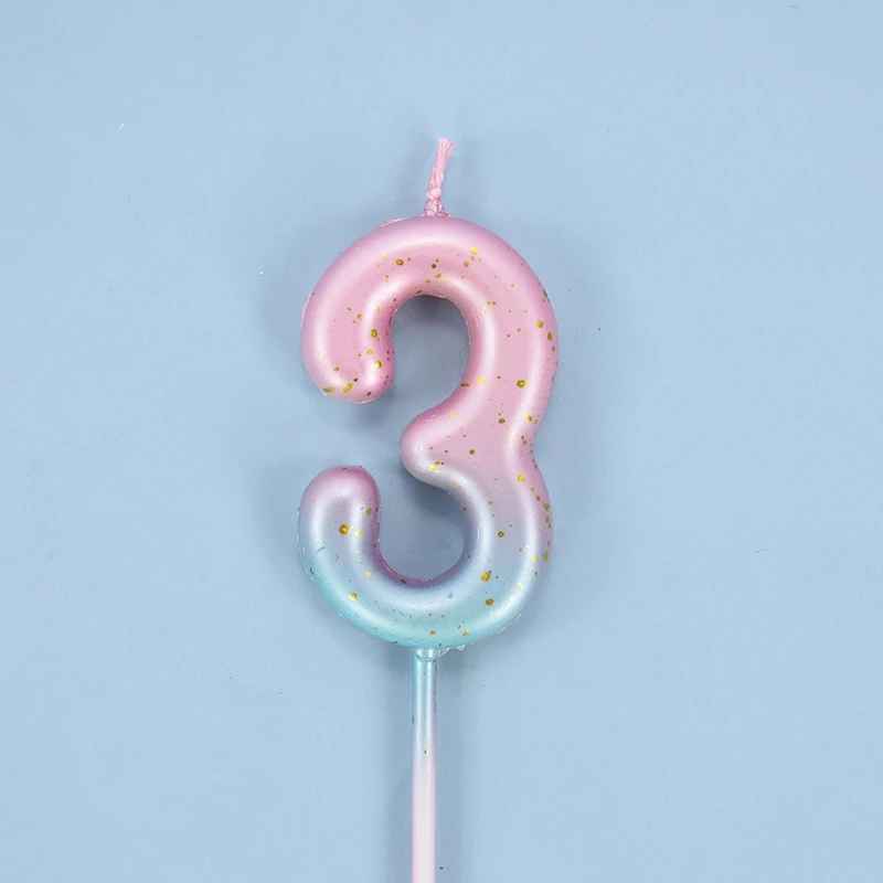 bougie anniversaire 3 degrade rose bleu pastelle