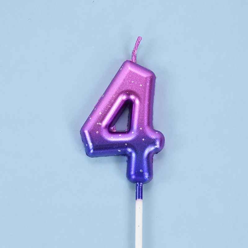 bougie anniversaire 4 degrade mauve bleu