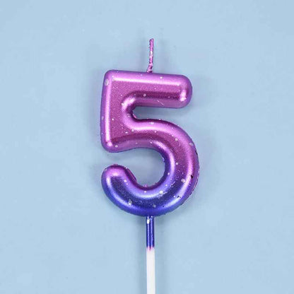 bougie anniversaire 5 degrade mauve bleu