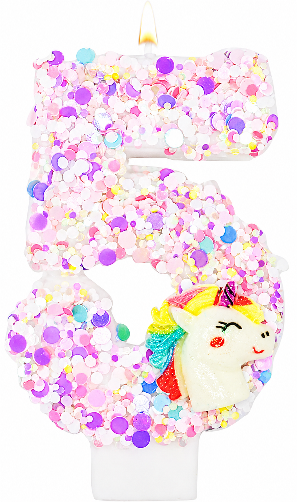 bougie anniversaire 5 licorne paillette
