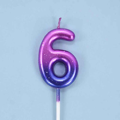 bougie anniversaire 6 degrade mauve bleu