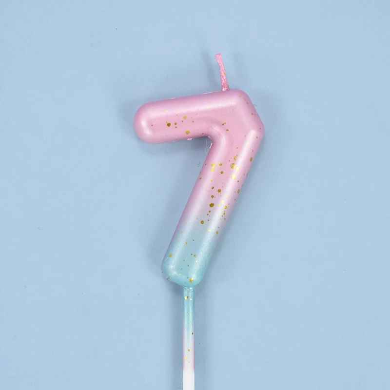 bougie anniversaire 7 degrade rose bleu pastelle