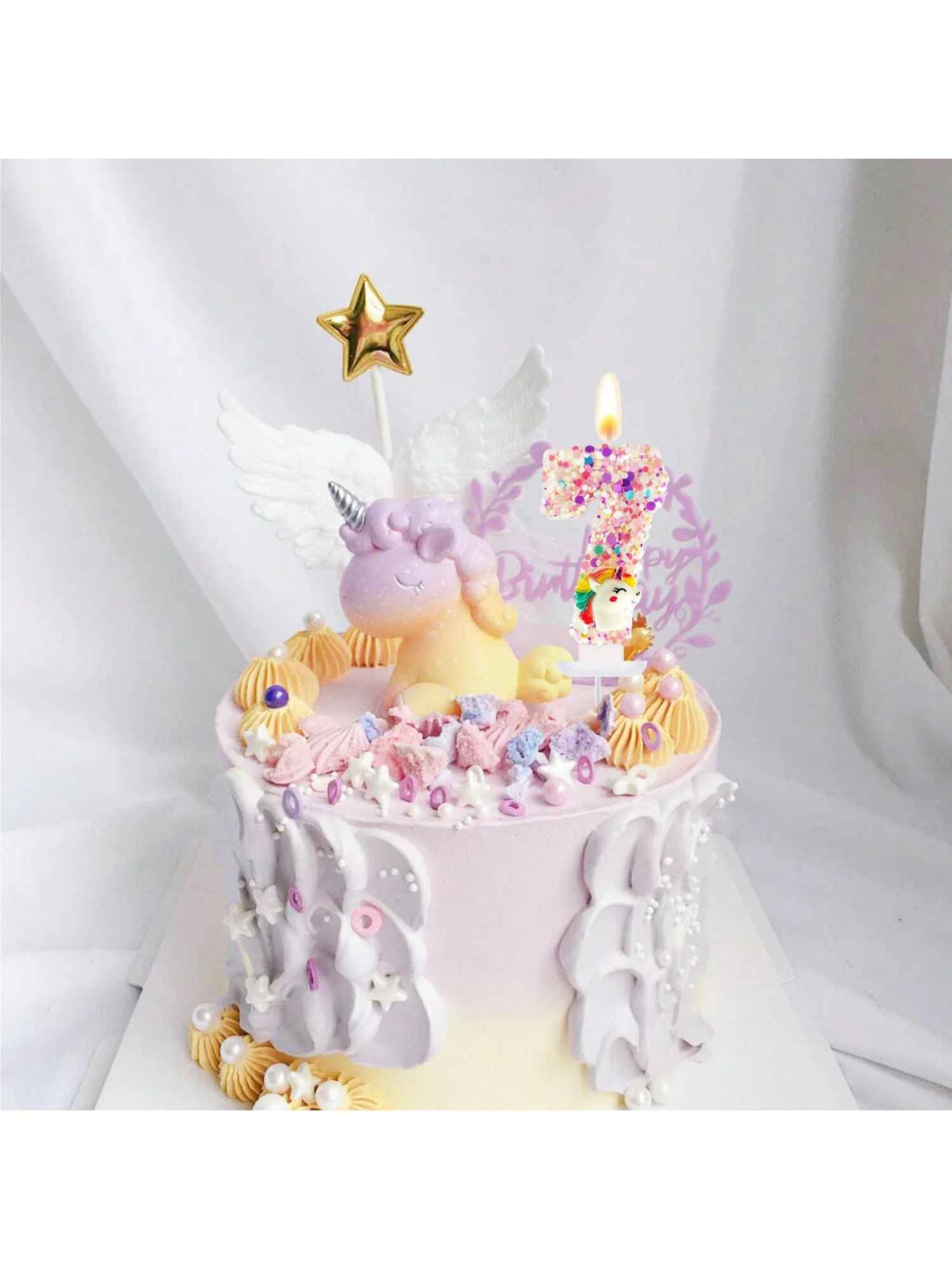 bougie anniversaire 7 gateau licorne