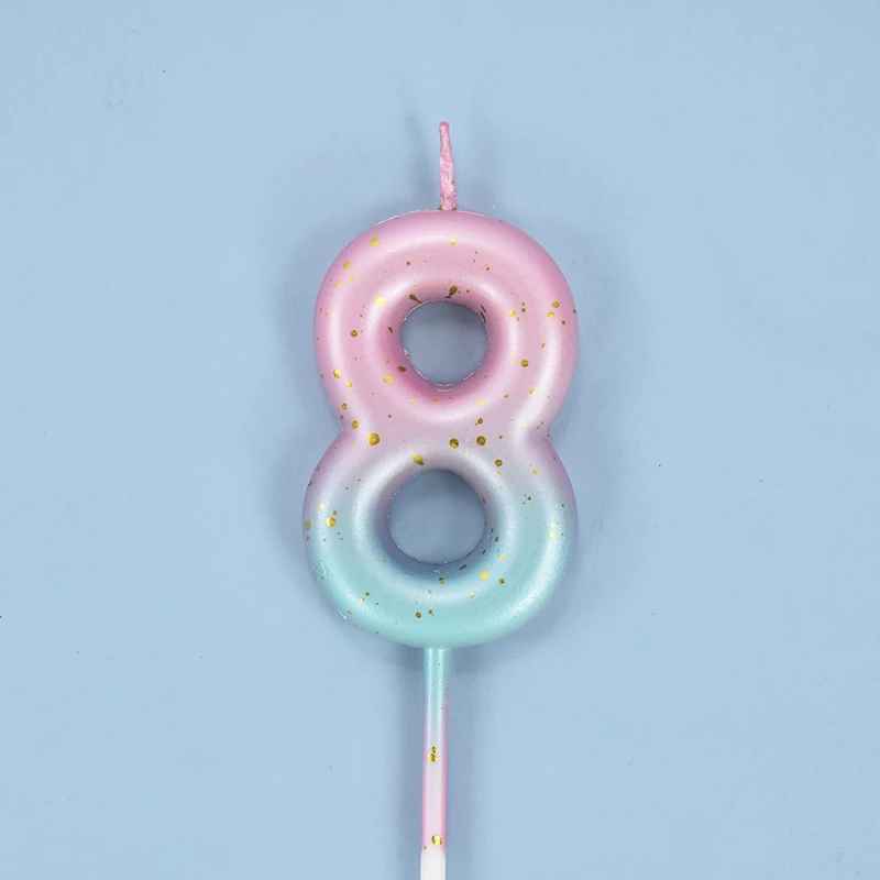 bougie anniversaire 8 degrade rose bleu pastelle