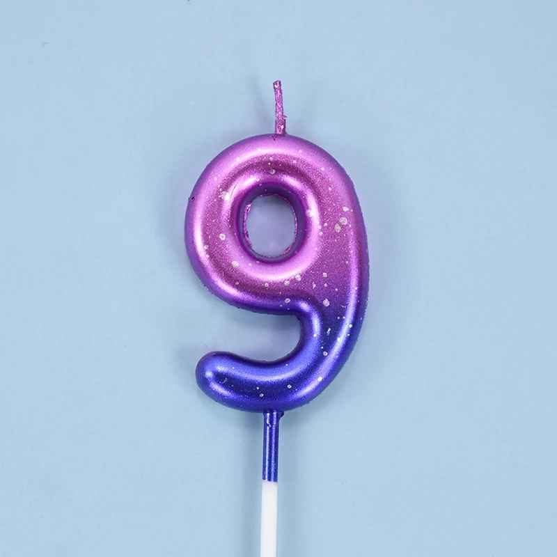 bougie anniversaire 9 degrade mauve bleu