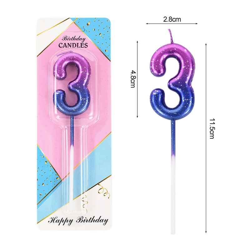 bougie anniversaire degrade mauve bleu dimension