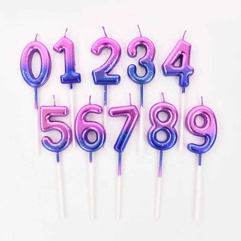 bougie anniversaire degrade mauve bleu