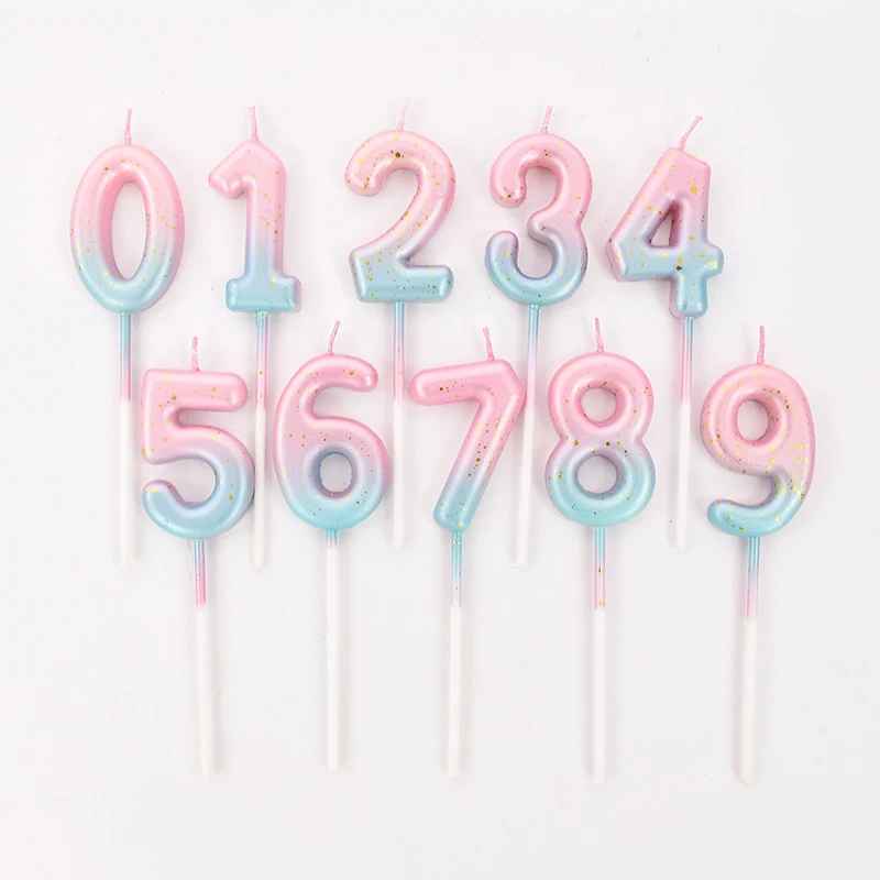 bougie anniversaire degrade rose bleu pastelle