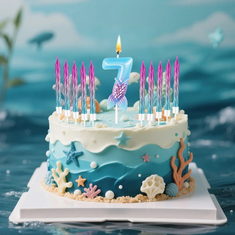 bougie anniversaire sirene 7 gateau thematique sirene