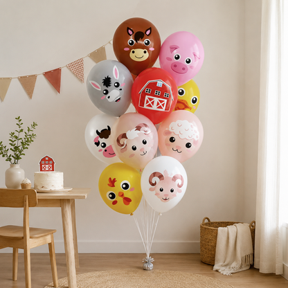 bouquet hélium ballon anniversaire latex mini ferme table gateau ferme fanion