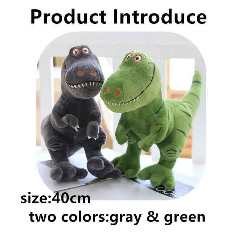 cadeau anniversaire peluche dinosaure gris vert descriptif