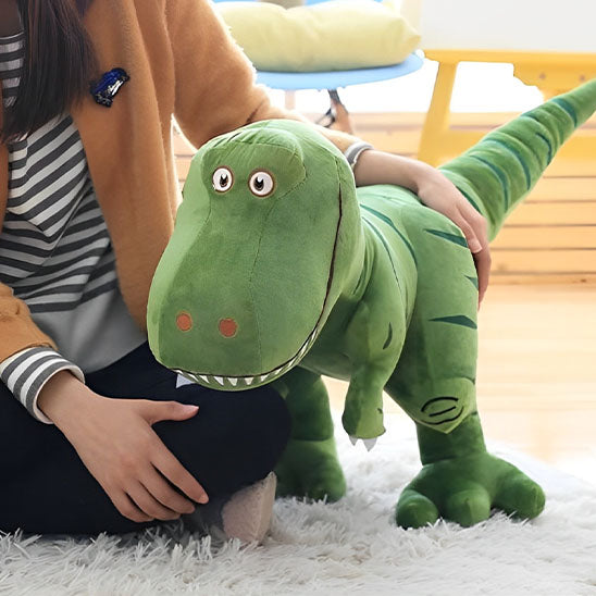 cadeau anniversaire peluche dinosaure vert femme