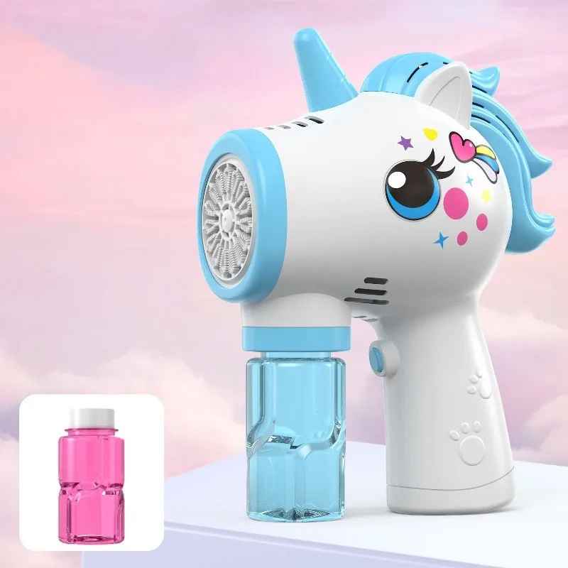cadeau anniversaire pistolet a bulles licorne bleu